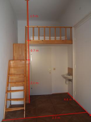 fix eingebautes Hochbett; Maße des Zimmers