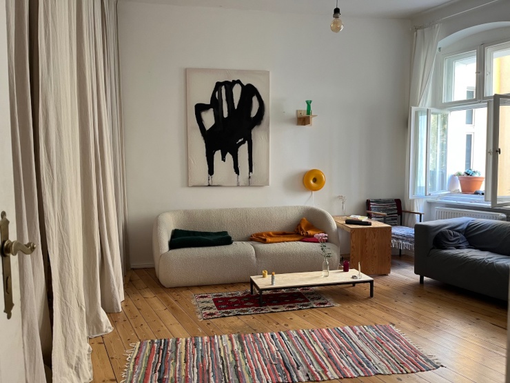 Living Room incl. couch, desk and guest mattress
