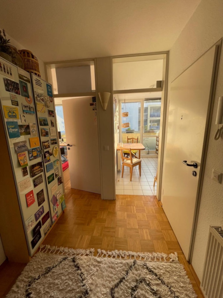 Flur mit Blick auf dein Zimmer (links) und Küche (rechts)