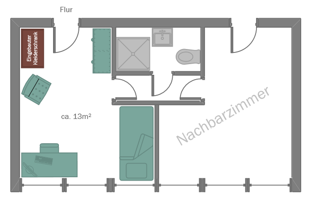 WG-Zimmer Centrum Gasselstiege 57 - Zimmerplan