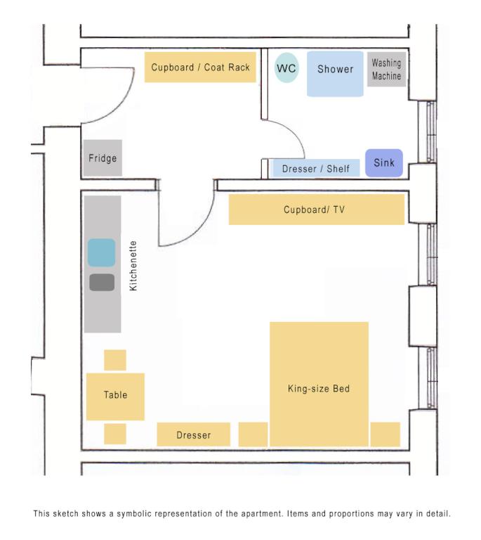1-Zimmer-Wohnung 20. Bezirk Brigittenau Klosterneuburger Straße 90 - Skizze english