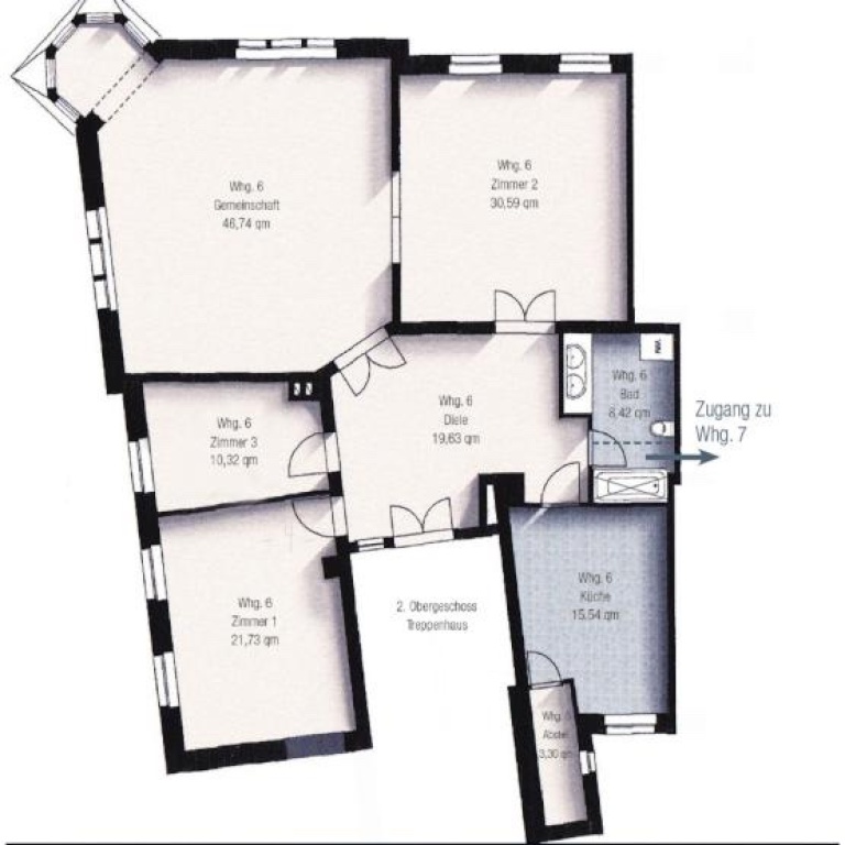 WG-Zimmer Eutritzsch Wilhelm-Sammet-Straße 1 - Grundriss 1