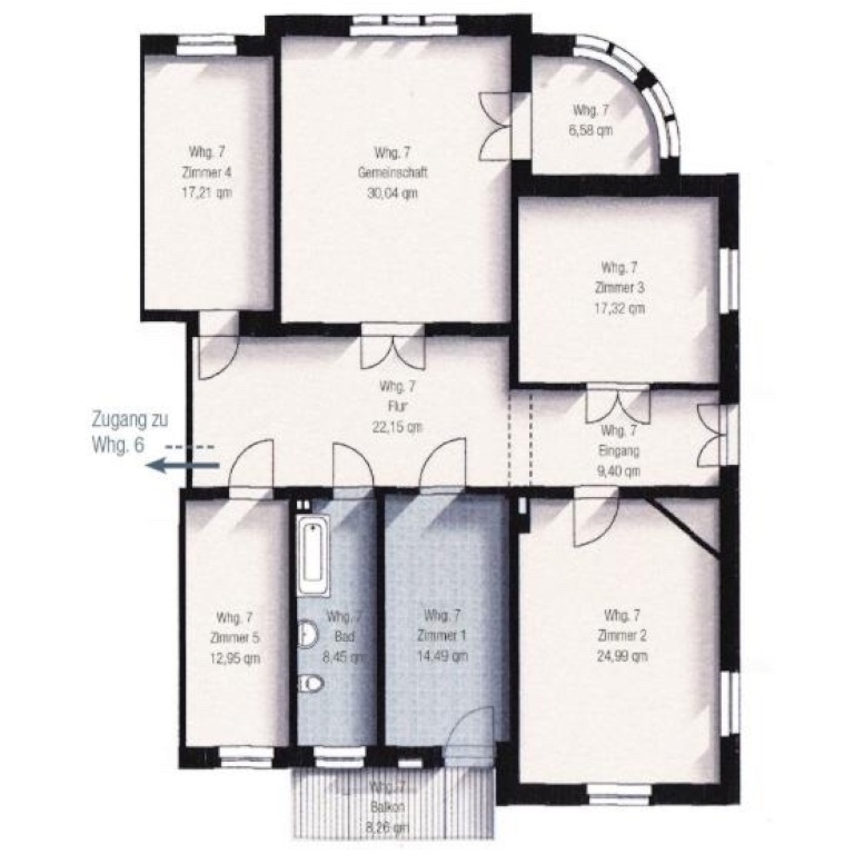 WG-Zimmer Eutritzsch Wilhelm-Sammet-Straße 1 - Grundriss 2