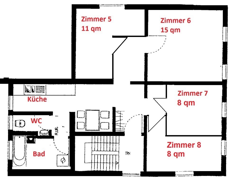 Habitación en WG Markgröningen Grabenstr. 24 - Aufteilungsplan OG