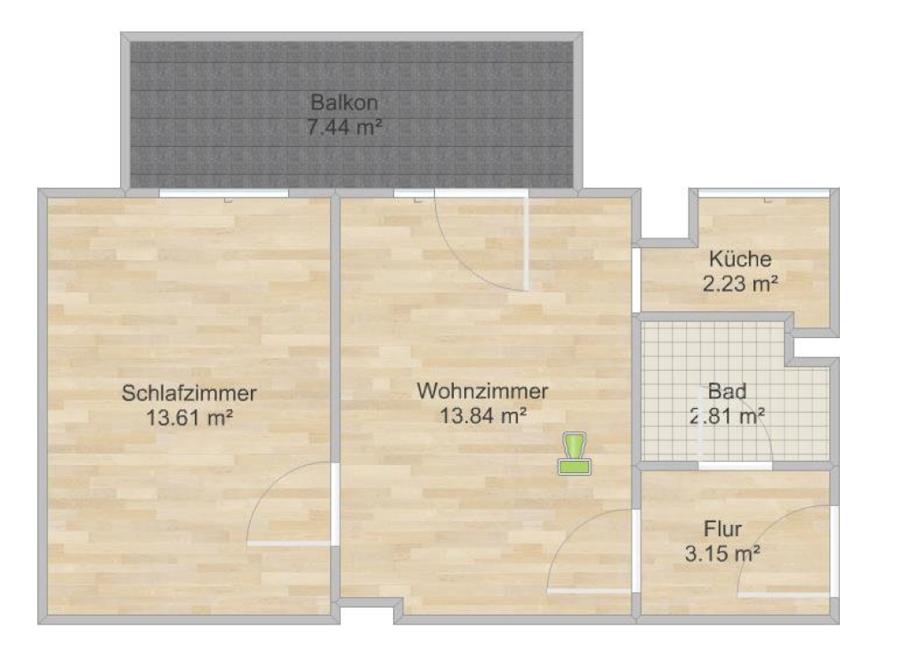 Möblierte 2-Zimmer-Altbauwohnung in Hannover-List mit Balkon (gute Verkehrsanbindung) – Grillparzerstr. 5, 30655 Hannover List – Vorschaubild 11