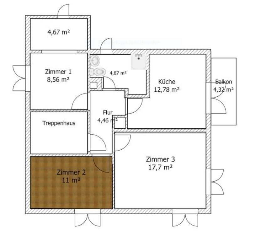 WG-Zimmer Renningen Bahnhofstraße 48 - Grundriss