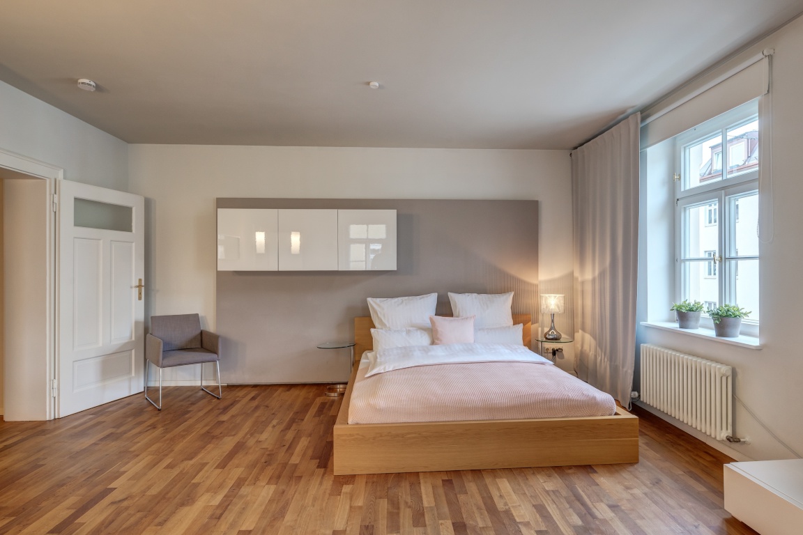 1-Zimmer-Wohnung Sendling Oberländerstraße 29 - Schlafbereich – Doppelbett
