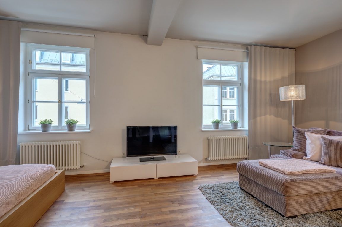 1-Zimmer-Wohnung Sendling Oberländerstraße 29 - Wohn-/Schlafbereich – TV