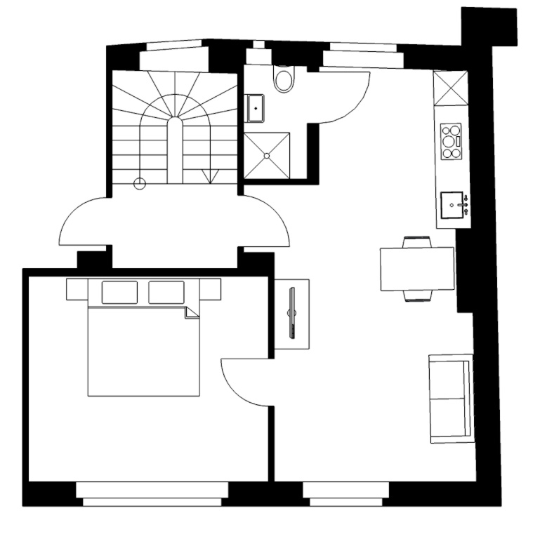 Furnished 40 sqm 2 room apartment in a renovated, listed old building. All inclusive! 15.11.26.-31.03.27 Möbliertes 2 Zimmer Apartment 40qm in einem renovierten Denkmal! – 40629 Düsseldorf Grafenberg – Vorschaubild 11