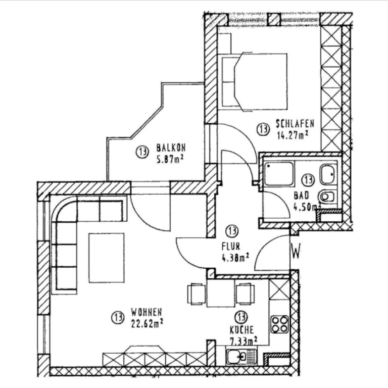 Möblierte Uni Nahe, zentral gelegene 2 Zi.-Whg, EBK; Balkon, am Nürnberger Ei – Eisenstuckstraße 29, 1069 Dresden Südvorstadt-West – Vorschaubild 13