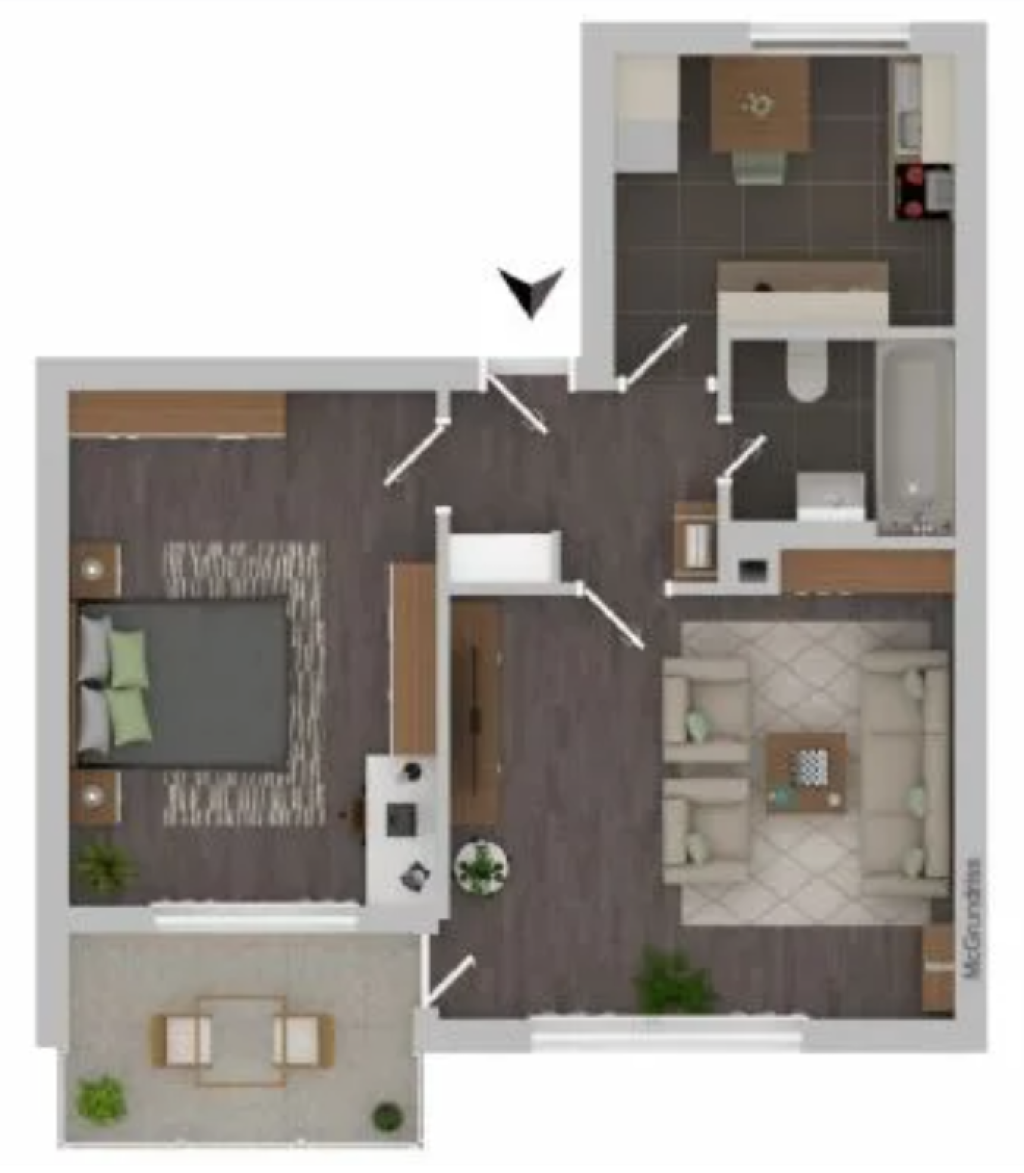 Ruhige, Möblierte 2-Zimmer-Wohnung mit Balkon und neue EBK in Europaplatz / Fasanenhof, Stuttgart. -AUF ZEIT!- – Europaplatz 4, 70565 Stuttgart Fasanenhof – Vorschaubild 11