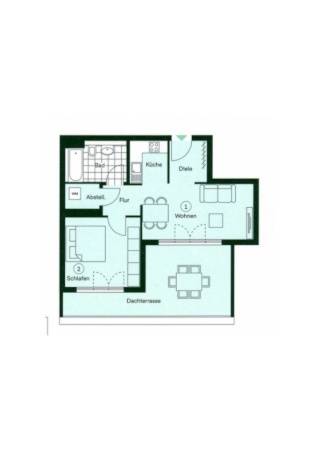 Imagen del anuncio: Helle 2-Zimmer-Penthouse-Wohnung mit großer Terrasse in der Nähe von Frankfurt