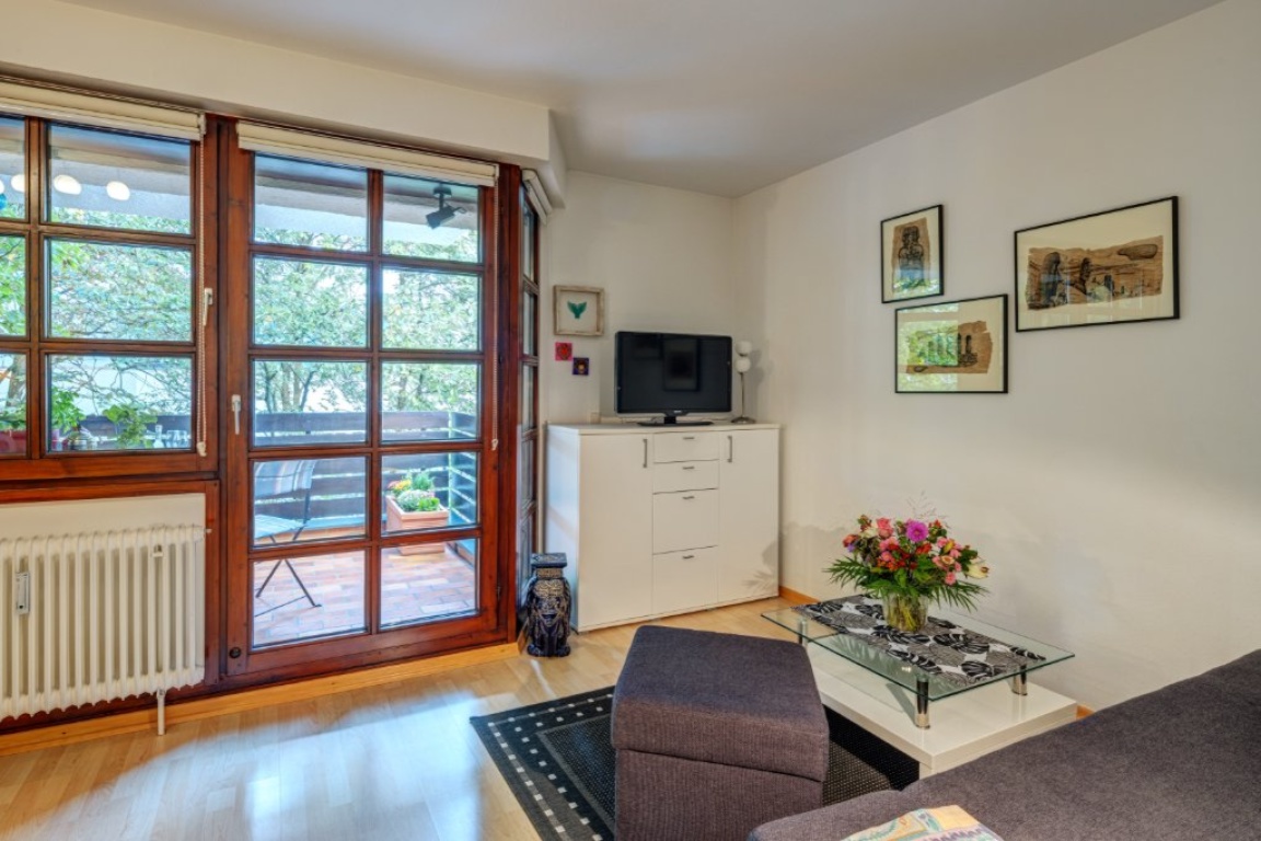 Wohnung Schwabing-West Emanuelstr. - Wohnzimmer - Referenzfoto mit alter Möblierung – neue Möbel werden derzeit geliefert. | living room - Reference photo showing the previous furniture – new furniture