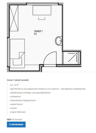 Anzeigenbild: Sofort Frei WG Zimmer Nr.7  frei ab sofort Studiengang 42