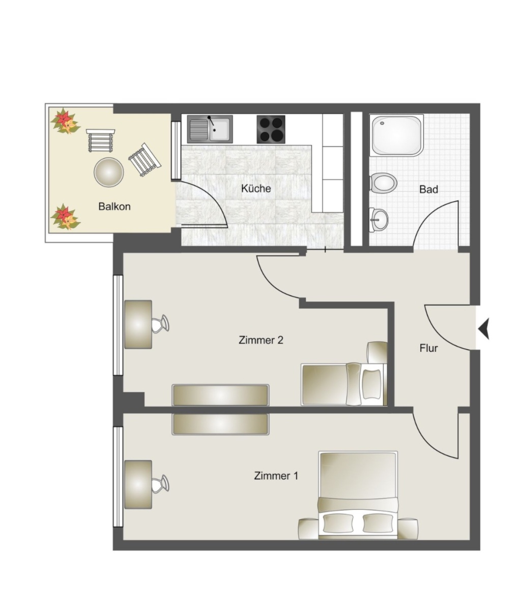 WG-Zimmer Neuperlach Adolf-Baeyer-Damm 42 - Grundriss