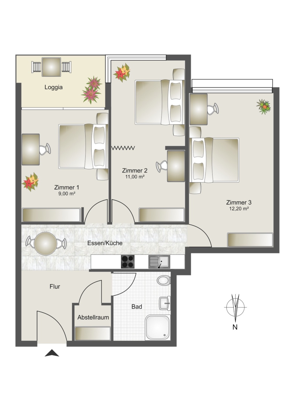 WG-Zimmer Ramersdorf-Perlach Karl-Marx-Ring 54 - Grundriss