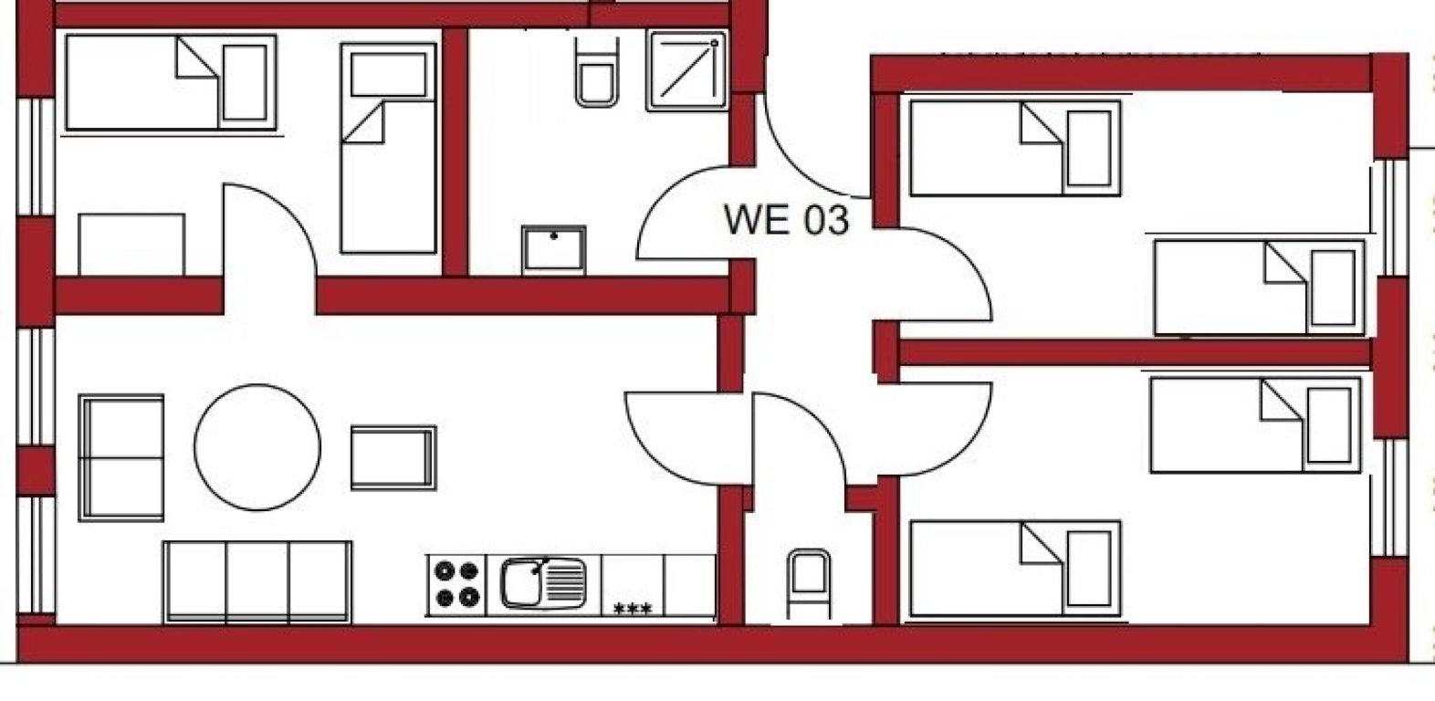 WE03 – 3 Bedrooms – up to 6 Students - 6 BEDS – furnished apartment – WiFi – with Anmeldung - LONGTERM – Garibaldistraße 41, 13158 Berlin Pankow – Vorschaubild 2