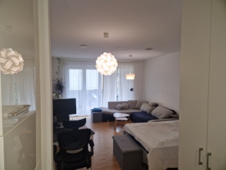 Anzeigenbild: Biete  1-Zimmer-Wohnung (42qm/1000€) zur Zwischenmiete
Stilvolles 1-Zimmer-Apartment mit großem Balkon (Nähe Skyline Plaza)