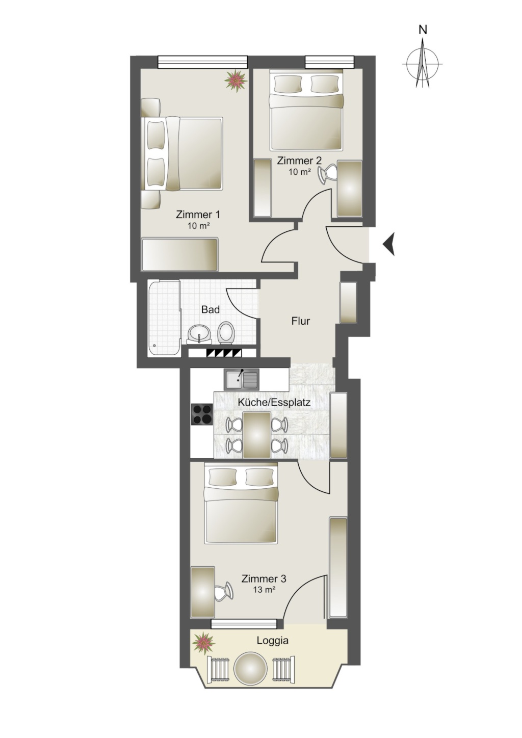 WG-Zimmer Mittersendling Arnimstraße 12 - Grundriss