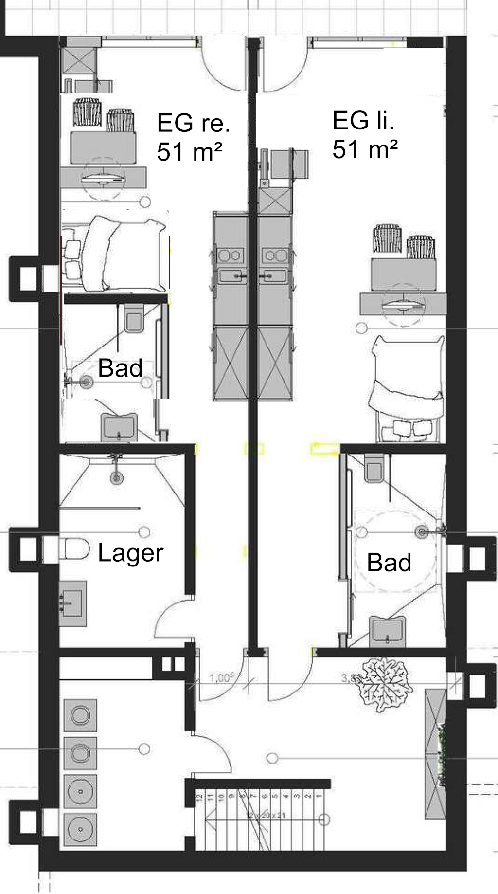 31 qm voll möblierte Einlieger-1-Zimmer-Wohnung Nr. 8 mit eigenem Hauseingang, Bad, Einbauküche, Waschmaschine, Garten, Stellplatz in Uni-Nähe - frisch renoviert – Äskulapweg 5, Apt. 8, 44801 Bochum Querenburg – Vorschaubild 19