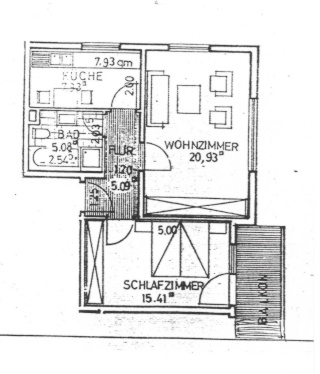 Anzeigenbild: Frisch sanierte & voll möblierte 2-Zimmer-Wohnung mit Balkon