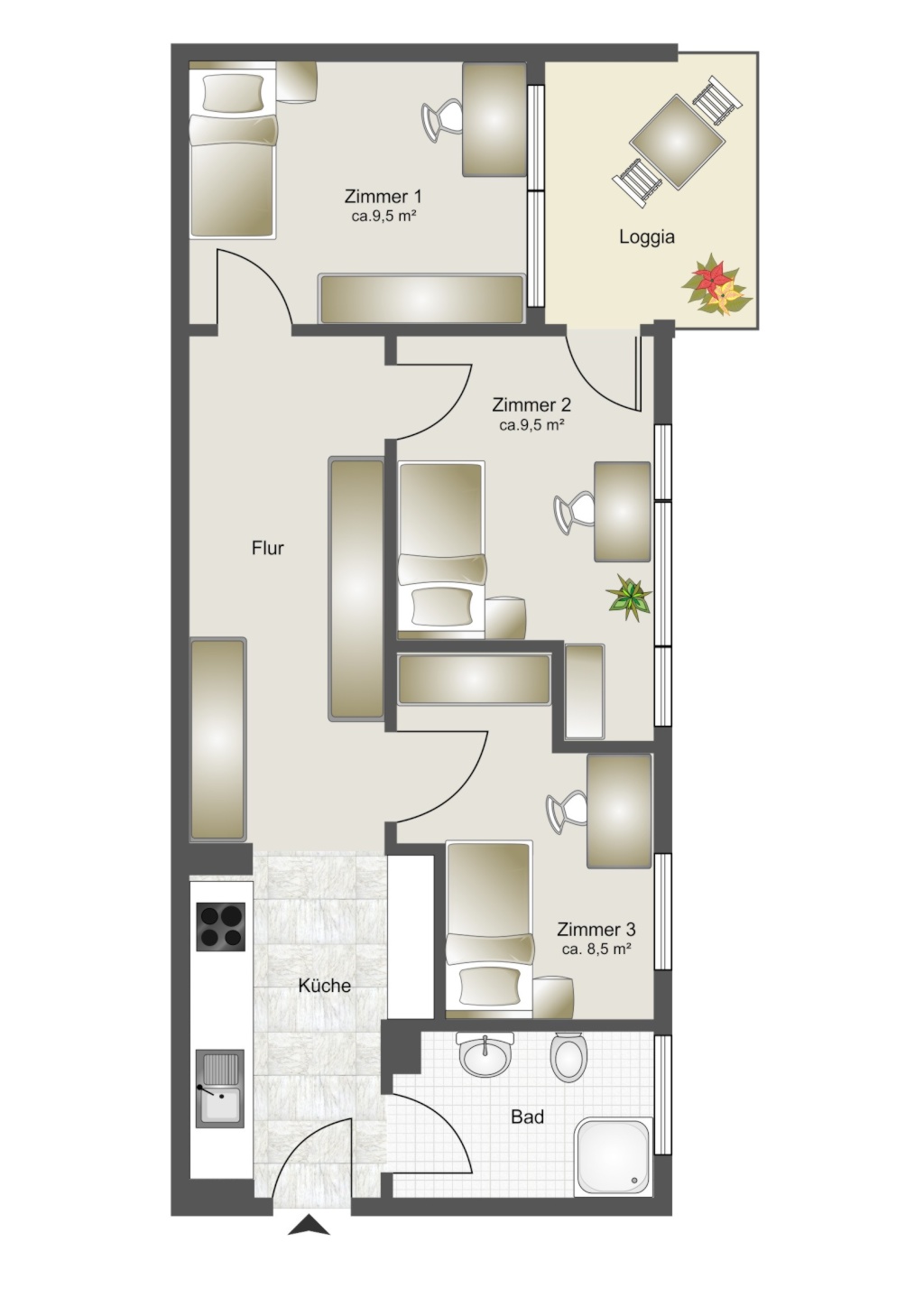 WG-Zimmer Neuried Krawendelstraße 1 - Grundriss