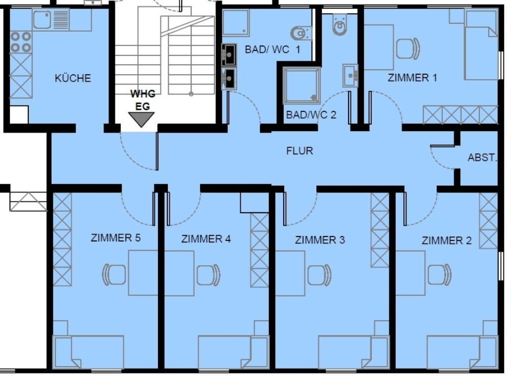 Hochwertige, helle, gepflegte, möblierte Wohnung (WG-geeignet) in Bad-Cannstatt – Daimlerstr. 11x, 70372 Stuttgart Bad Cannstatt – Vorschaubild 11