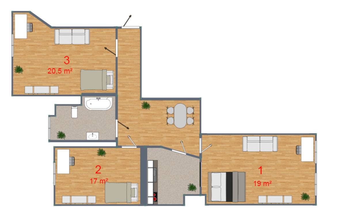 Habitación en WG Anger-Crottendorf Theodor-Neubauer-Straße 23 - Grundriss