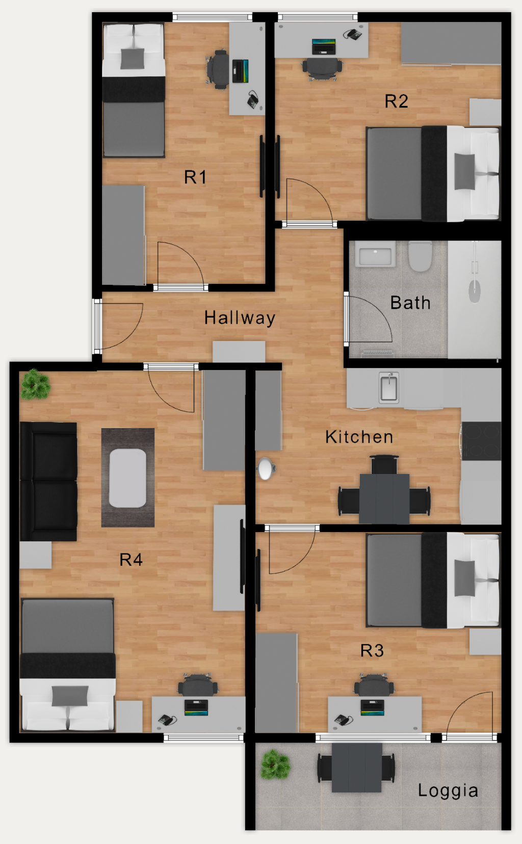 Habitación en WG Pasing-Obermenzing Mainaustraße 33 - Möblierter Grundriss