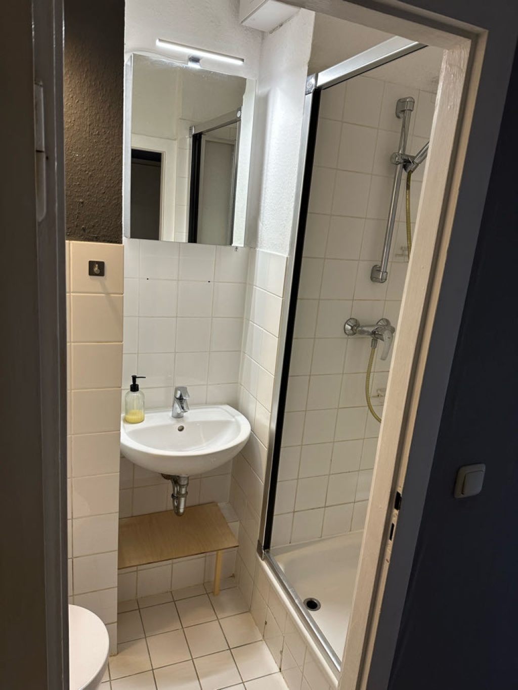 Wohnung Plänterwald Kiefholzstrasse - Bad: Dusche, Waschbecken, Toilette