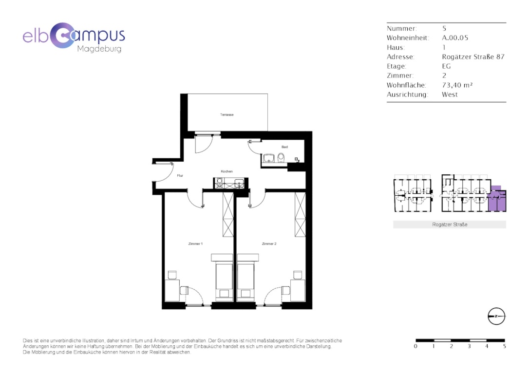 All-In Miete + 500€ geschenkt! 2-Zimmer Neubauwohnung in der Nähe der Universität! – Rogätzer Straße 87, 39106 Magdeburg Alte Neustadt – Vorschaubild 8