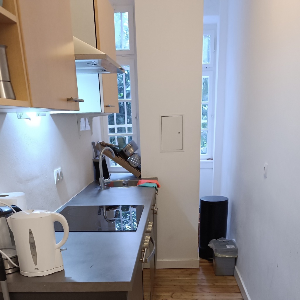 WG-Zimmer Rohrbach Karlsruher Straße 68 - Küche mit Spülmaschine, Elektroherd, Ofen, Dunstabzug, Wasserkocher, Toaster und Espressokocher