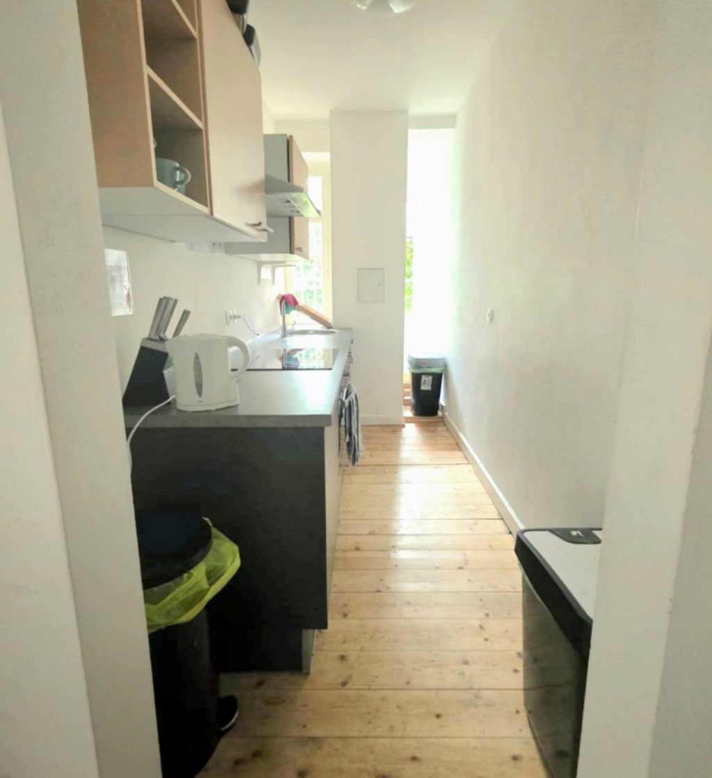 WG-Zimmer Rohrbach Karlsruher Straße 68 - Küche mit Spülmaschine, Elektroherd, Ofen, Dunstabzug, Wasserkocher, Toaster und Espressokocher