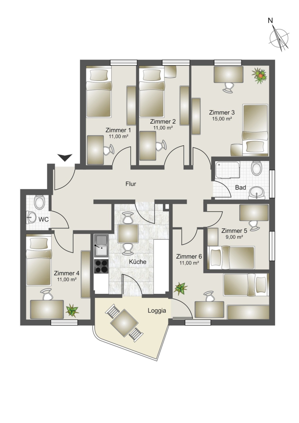 WG-Zimmer Oberföhring Franz-Wolter-Straße 40 - Grundriss