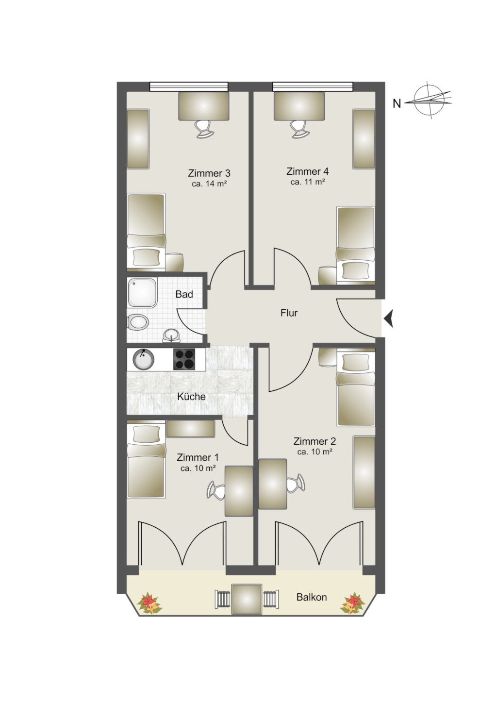 Flatshare Land in Sonne Hansastraße 75 - Grundriss