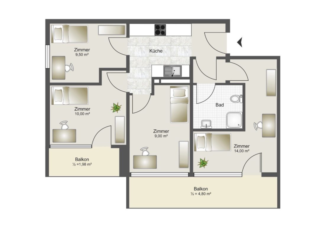 WG-Zimmer Thalkirchen-Obersendling-Forstenried-Fürstenried-Solln Mauthäuslstraße 39 - Grundriss