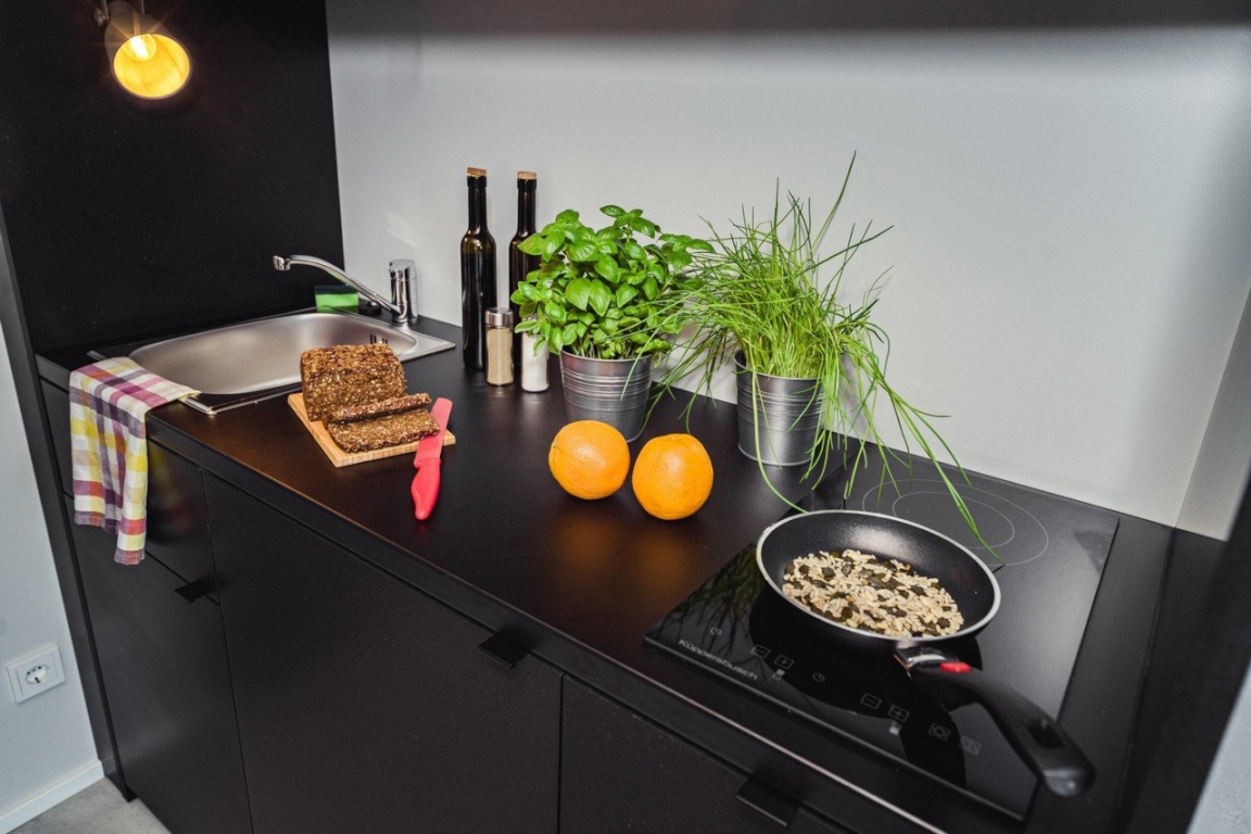 1 Room Flat Mitte Stralsunder Straße 14 - Kitchen counter and storage space