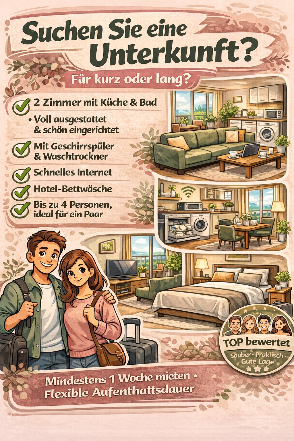 schöner wohnen - 2 Zimmer appartment gehobene voll ausstattung ALL-IN 1200 €