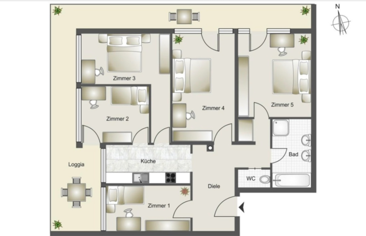 WG-Zimmer Untergiesing-Harlaching Harthauserstraße  83 - Grundriss