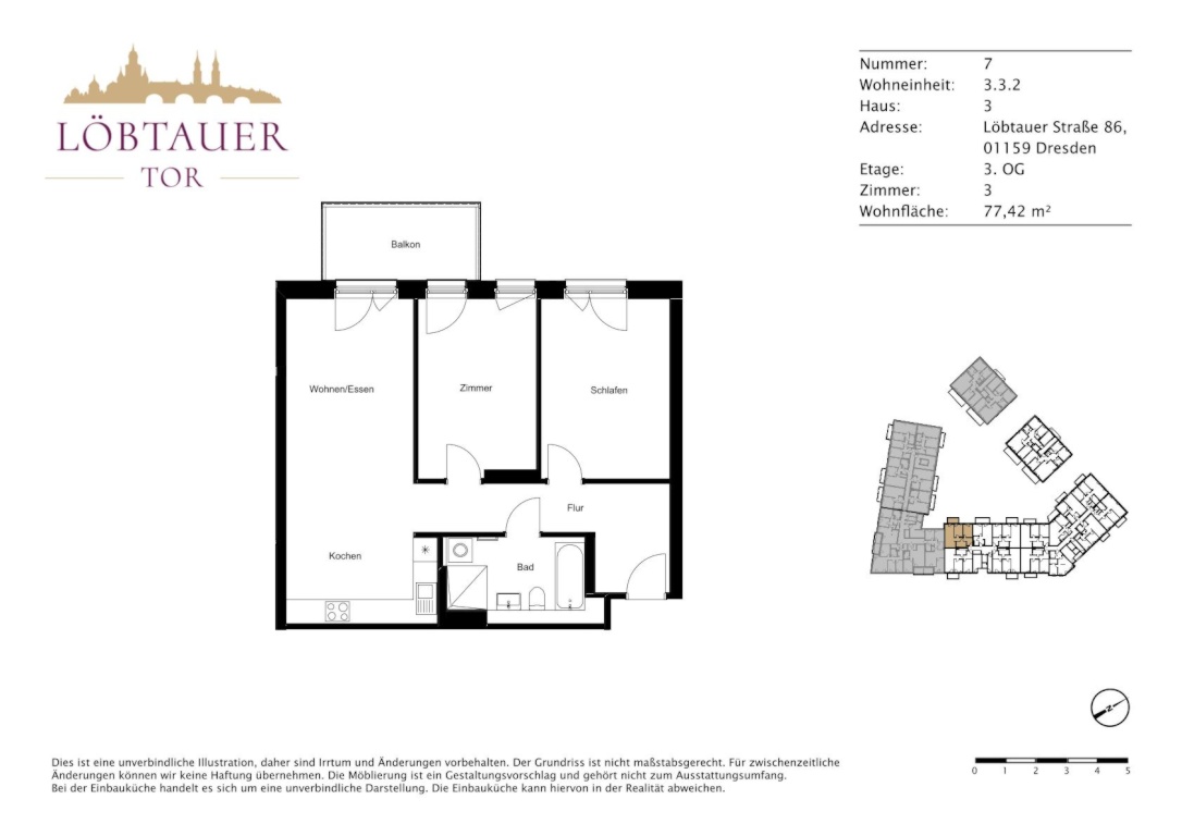 Perfekt für kleine Familien: Praktische 3-Zimmer-Wohnung mit Balkon – Löbtauer Straße 86, 1159 Dresden Cotta – Vorschaubild 11