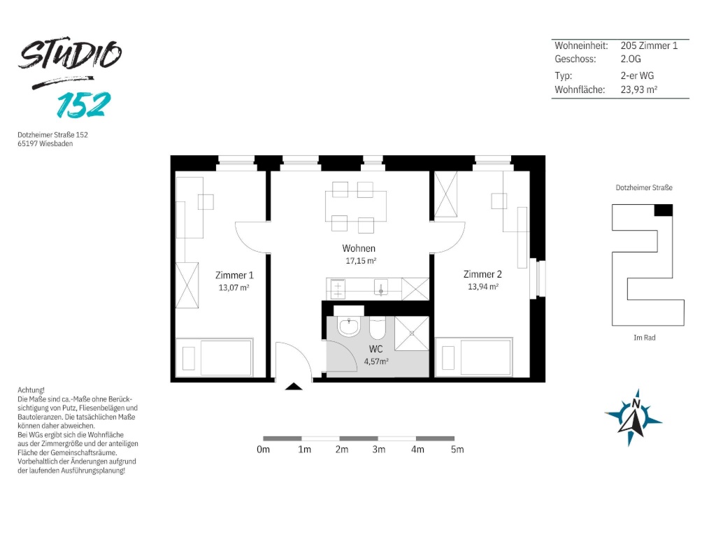 STUDENTS ONLY: Studio 152 - modernes Zimmer in einer 2er-WG mit EBK, ALL-IN-MIETE, UVM. im Wiesbadener Rheingauviertel – Dotzheimer Straße 152, 65197 Wiesbaden Biebrich – Vorschaubild 12