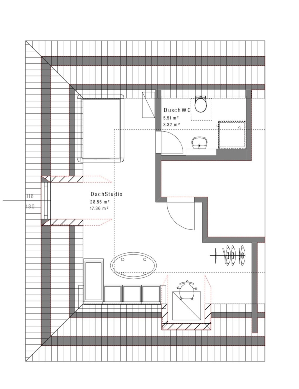 Flatshare Neuaubing - Gräfelfing Parsberger Str. 24 A - Grundriss Dachstudio