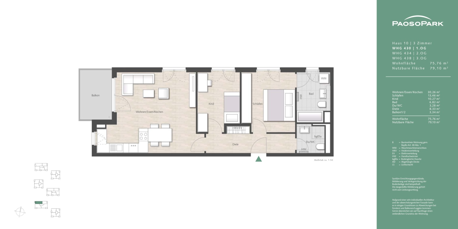 Voll möblierte Neubau-3-Zimmer-Wohnung mit TG-Stellplatz und Balkon – sofort bezugsfertig – Maria-Arndts-Straße 21, 81249 München Aubing-Lochhausen-Langwied – Vorschaubild 2