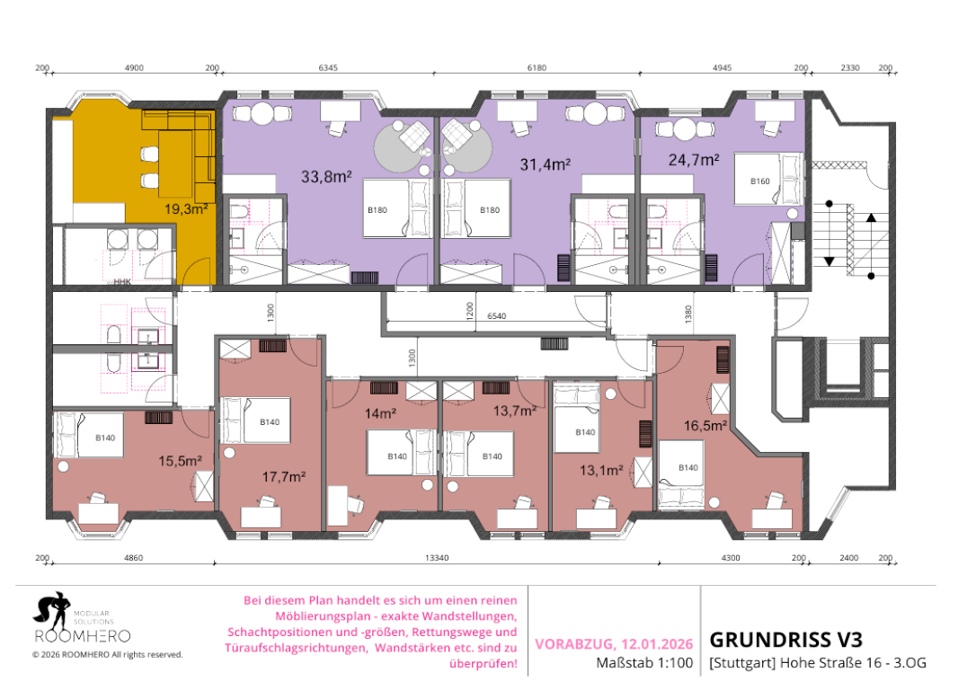 Habitación en WG Mitte Hohe Straße 16 - Grundriss 3. OG