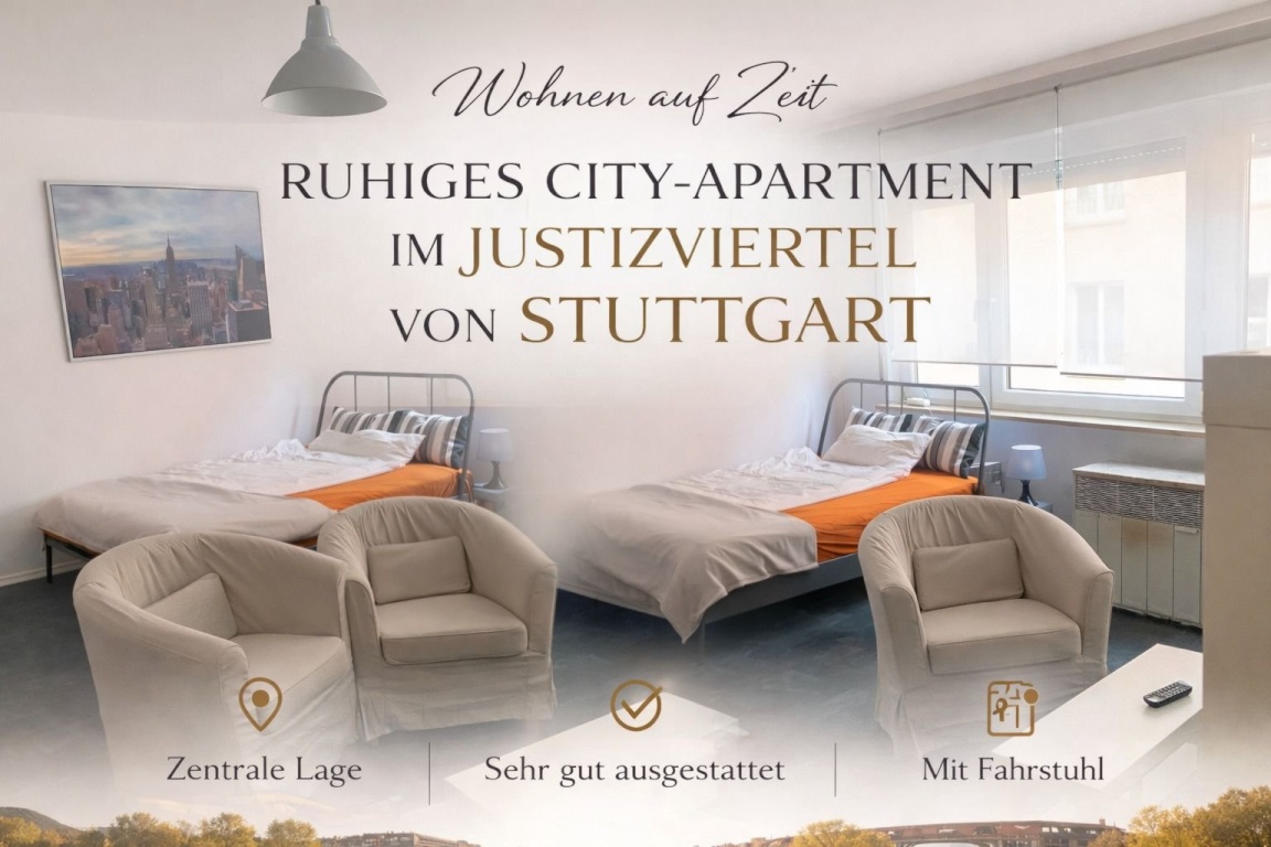 Wohnen auf Zeit in Stuttgart-Zentrum – möblierte Wohnung ab 1 Monat – Uhlandstraße 0, 70182 Stuttgart Mitte – Bild 1 von 15