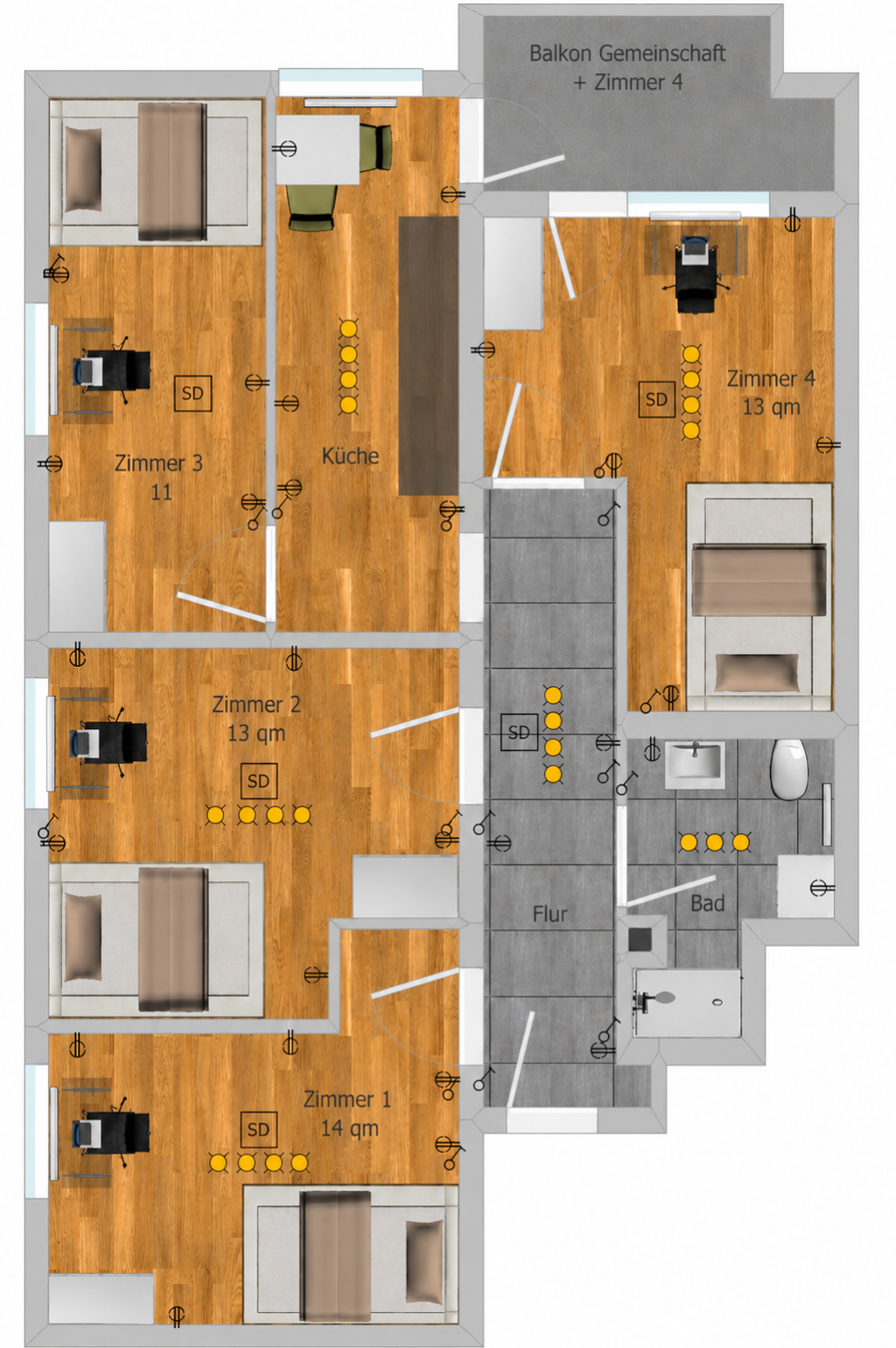 WG-Zimmer Ramersdorf-Perlach Peter-Henlein-Straße 5 - Grundriss