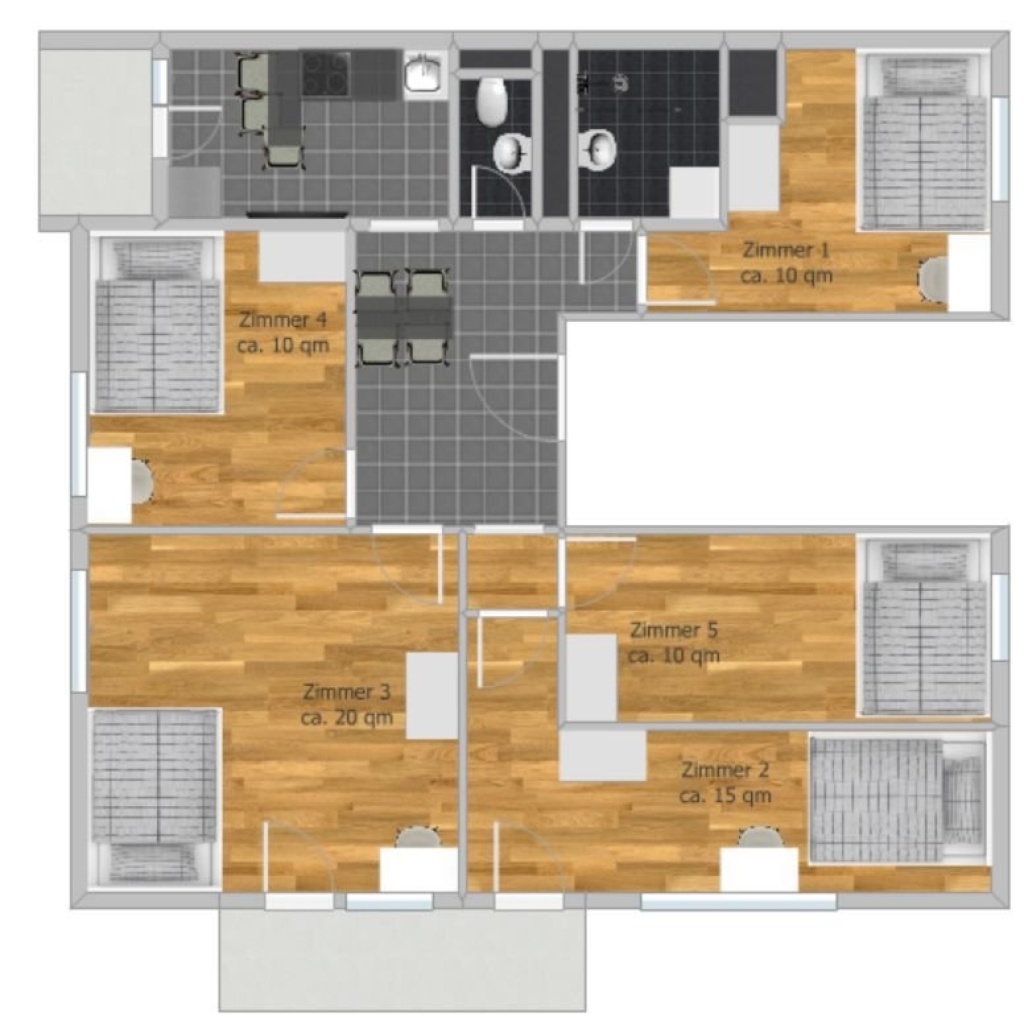 Zimmer in 5er-WG zu vermieten – 465 € warm