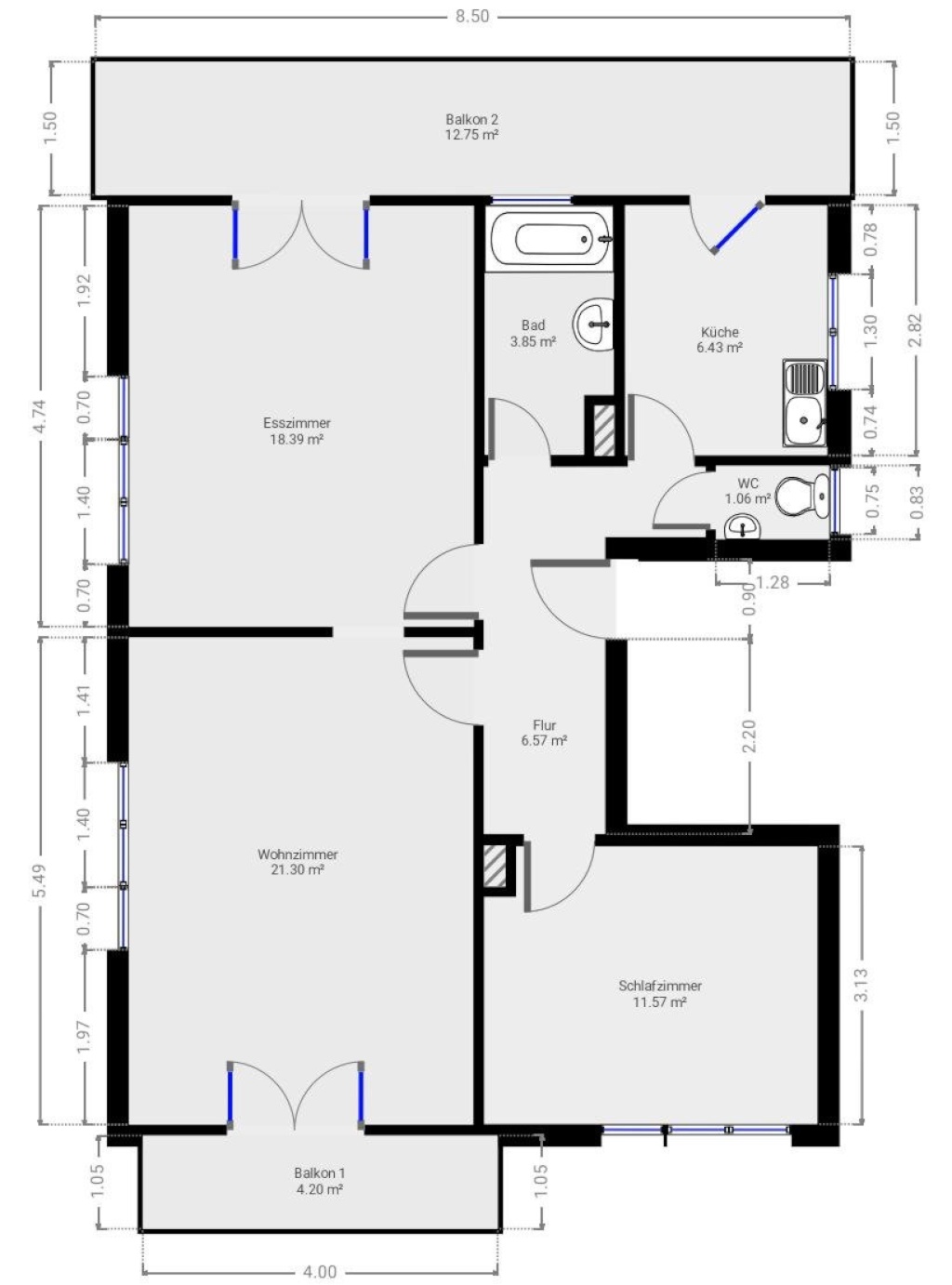 Sonnige Balkonwohnung Stuttgart-Killesberg möbliert und befristet (Zeitraum flexibel) – Feuerbacher Weg, 70192 Stuttgart Mönchhalde – Vorschaubild 13