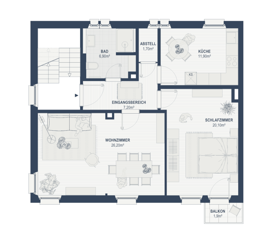 Liebevoll sanierte Altbau-Wohnung in Innenstadtnähe – Königsallee 48, 95448 Bayreuth Eichelberg – Vorschaubild 9