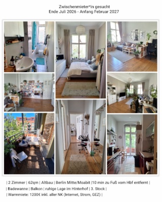Zwischenmiete - Gemütliche 2-Zimmer-Wohnung in Mitte für Einzelperson — photo 1